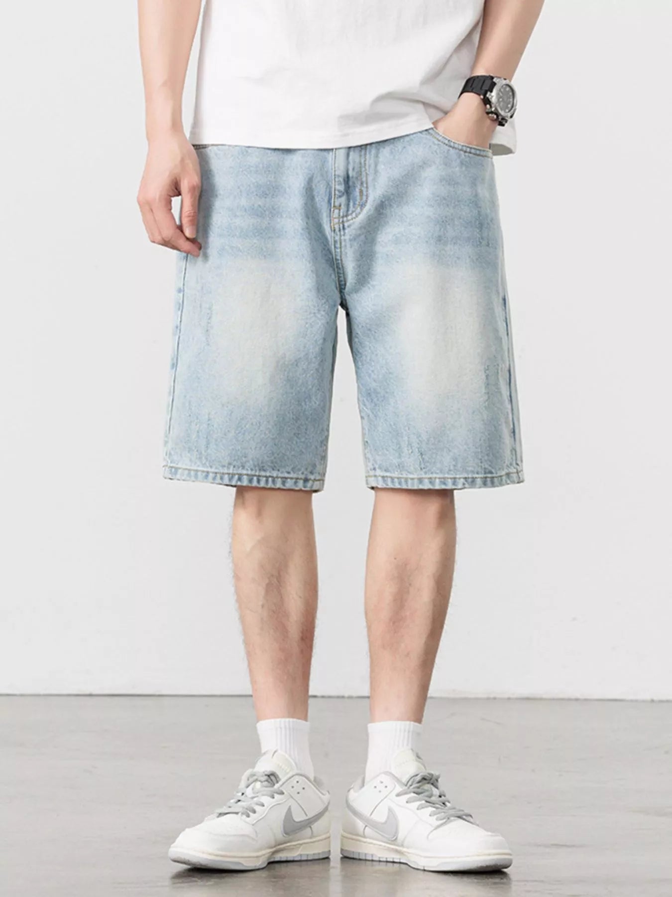 Men's Washed Relaxed Fit Denim Shorts Easy Apparels