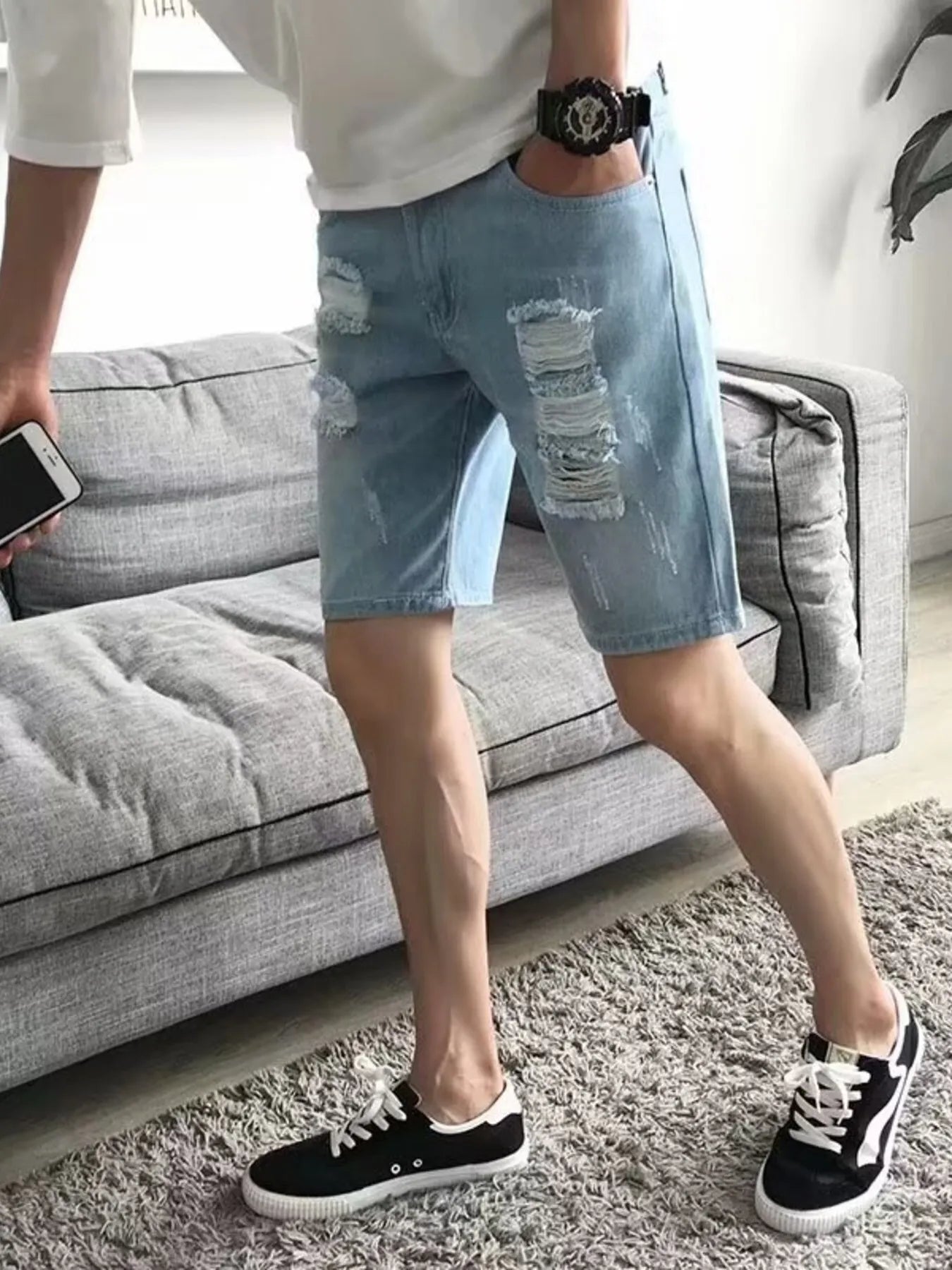 Men's Distressed Wash Denim Shorts Easy Apparels