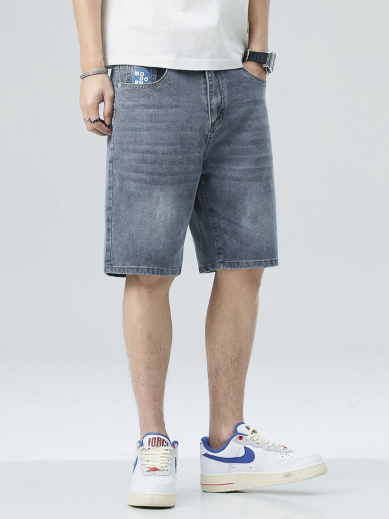 Men's Washed Denim Shorts with Pockets Easy Apparels