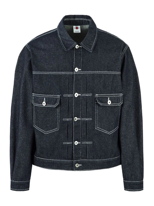 Men's Contrast Stitching Button Up Denim Jacket Sapphire Blue Easy Apparels