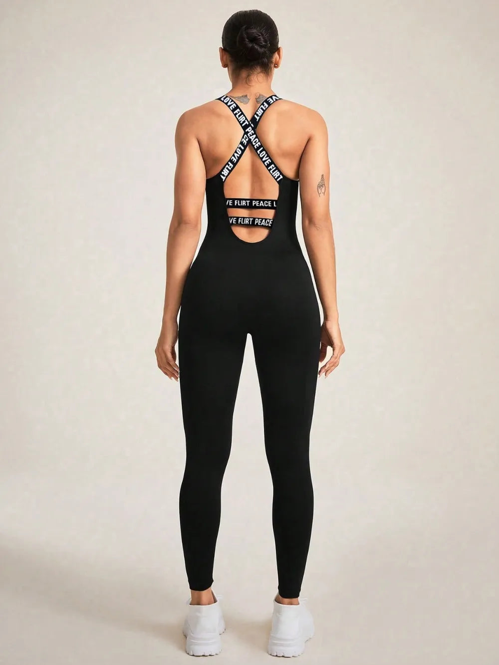 Crisscross Back Sleeveless Active Jumpsuit Easy Apparels