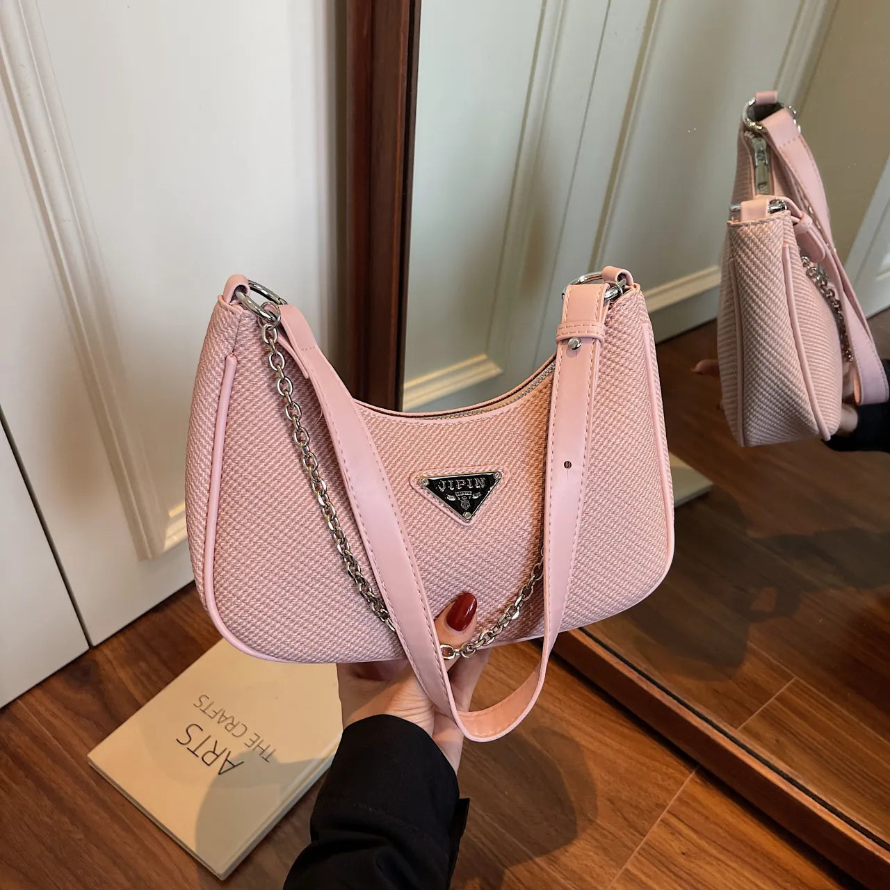 Chain Detail Shoulder Bag Pink onesize Easy Apparels