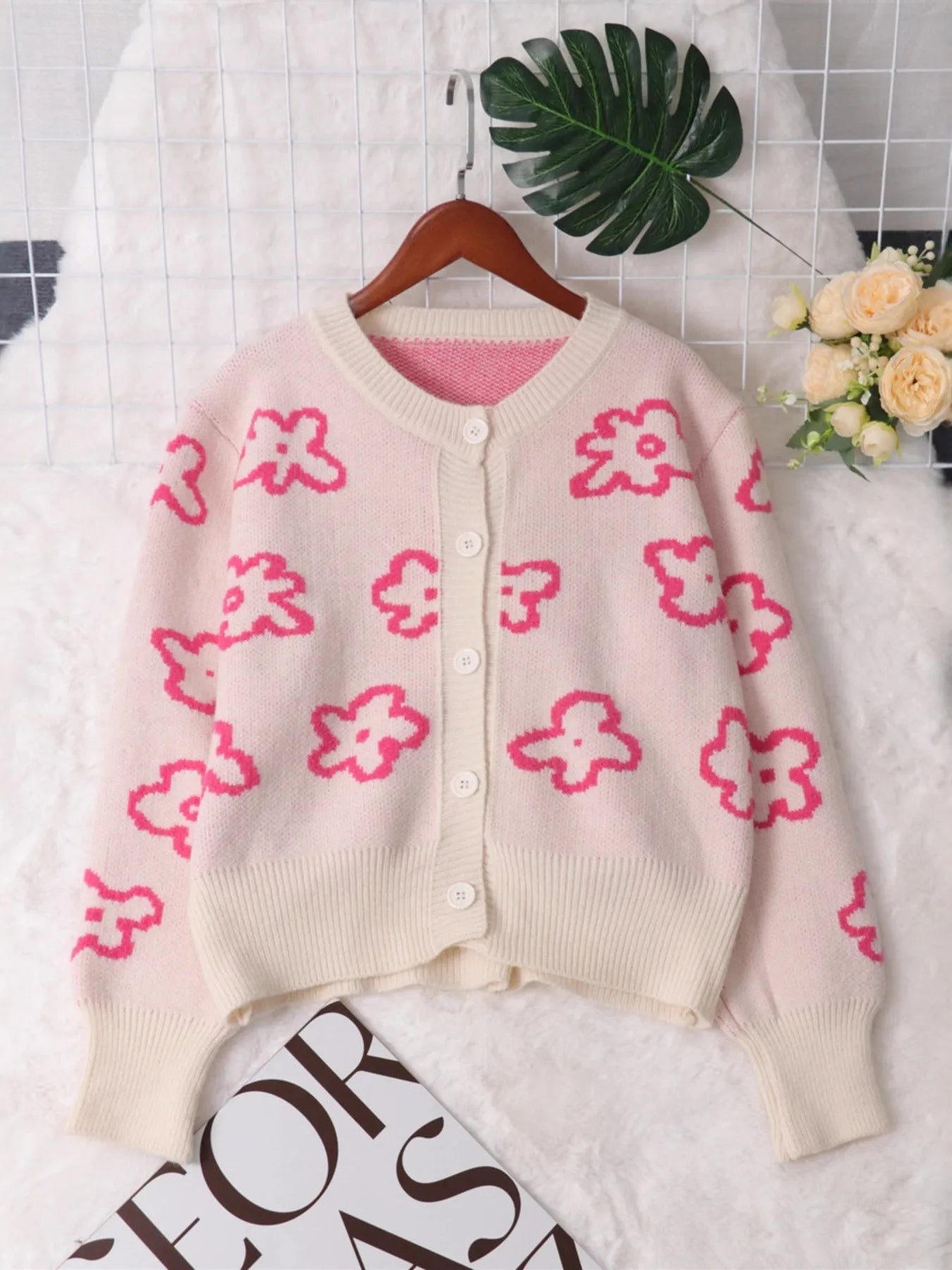 Floral Pattern Button-Up Cardigan Easy Apparels