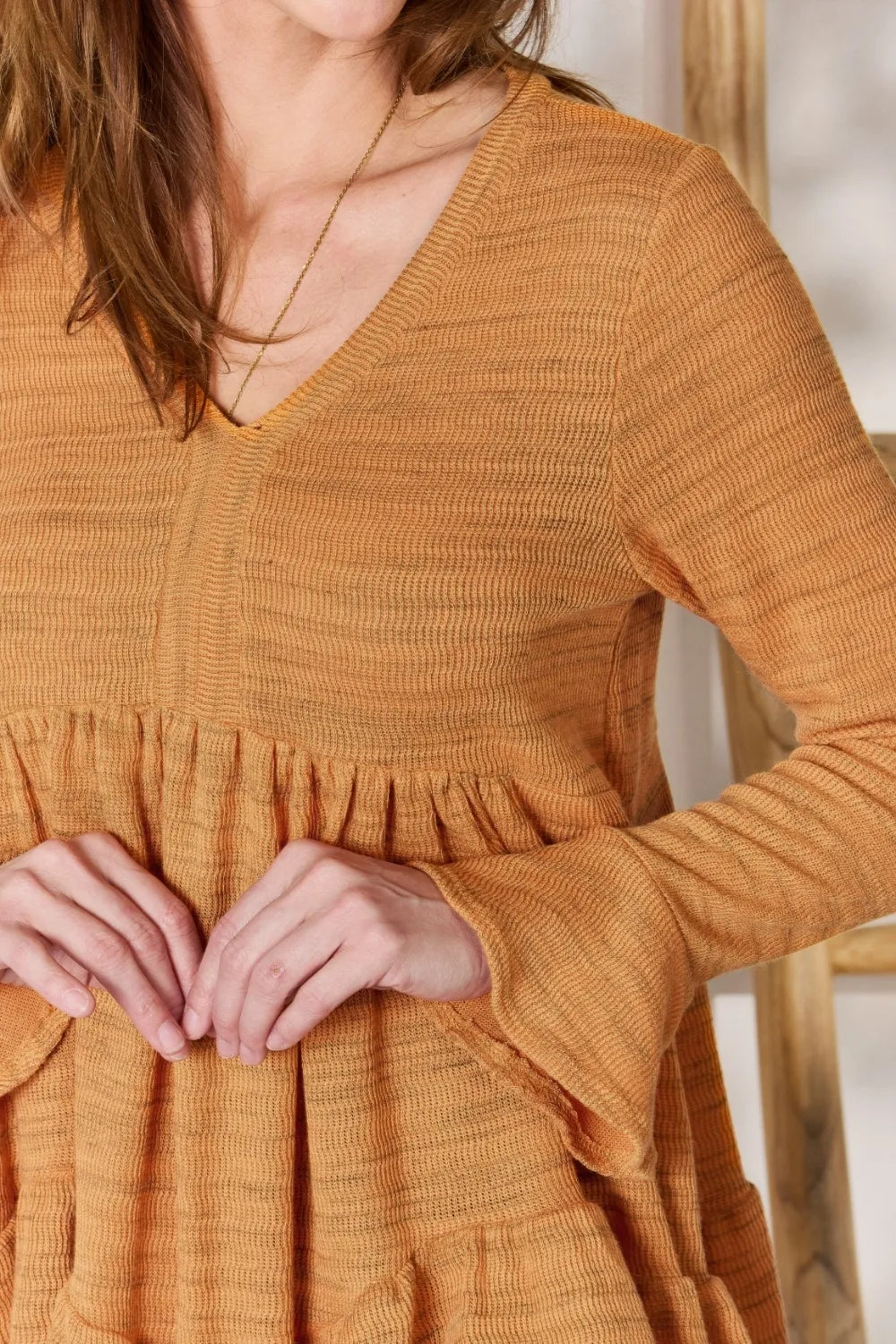 Trendsi Hailey & Co Full Size V-Neck Flounce Sleeve Blouse