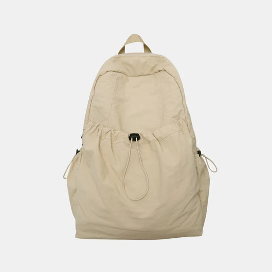 Drawstring Nylon Backpack Bag Tan One Size Easy Apparels