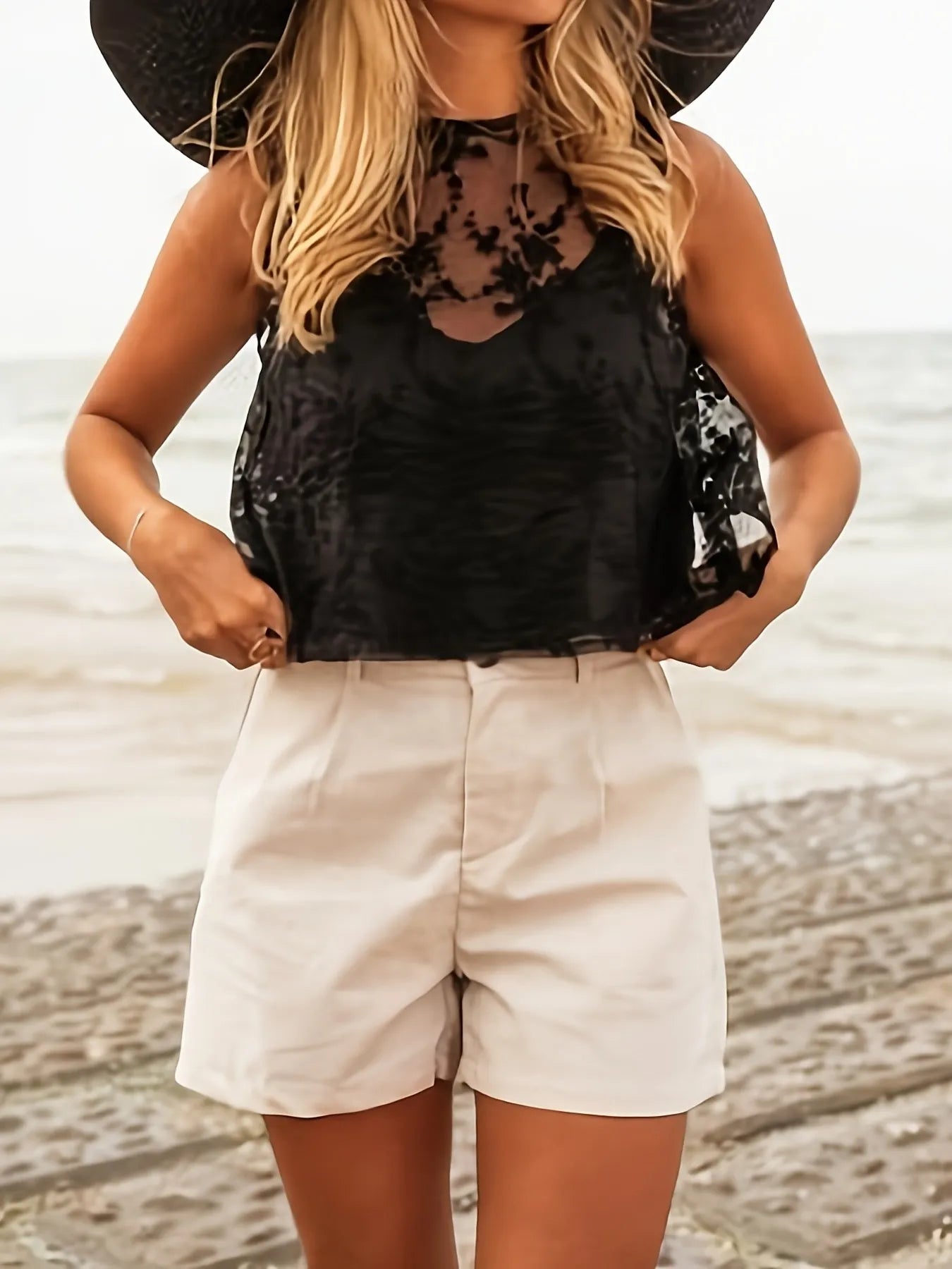 Trendsi Lace Tie Back Tank
