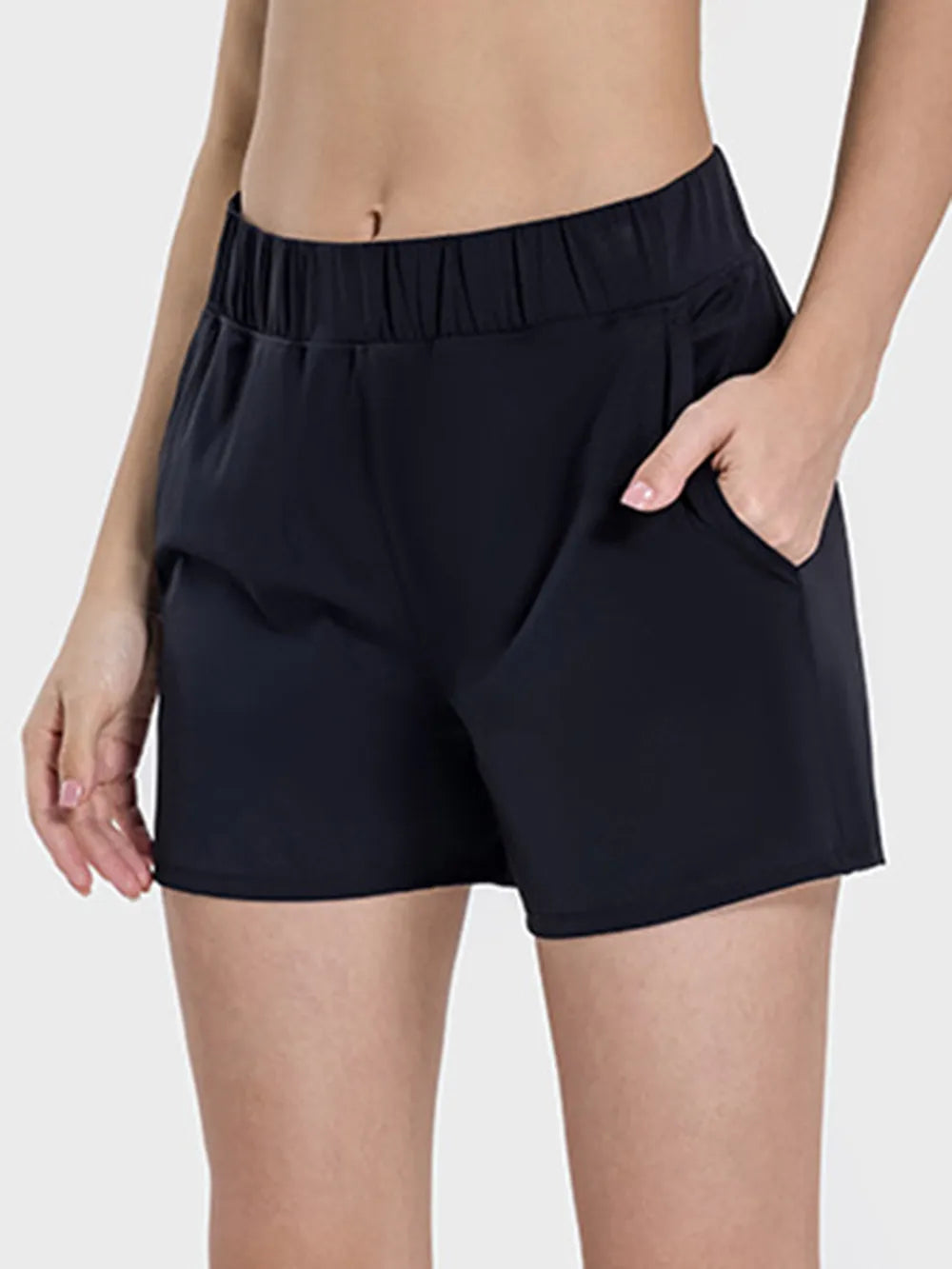 Millennia Elastic Waist Active Shorts Black Easy Apparels