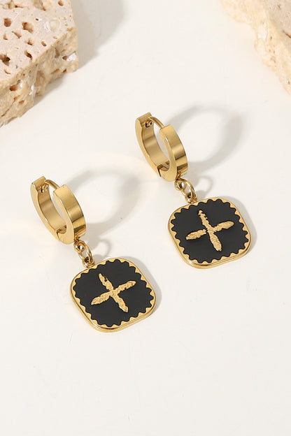 Plus Sign Square Shape Drop Earrings Easy Apparels