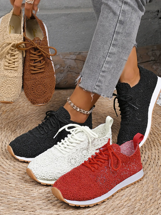 Mesh Lace Up Sneakers Easy Apparels