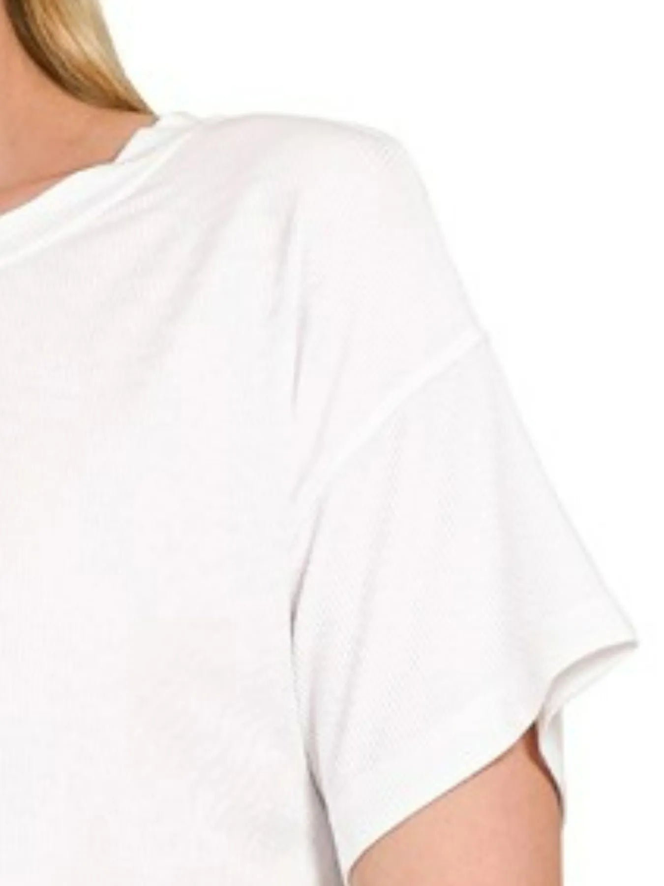 Trendsi Zenana Ribbed Round-Neck Crop T-Shirt