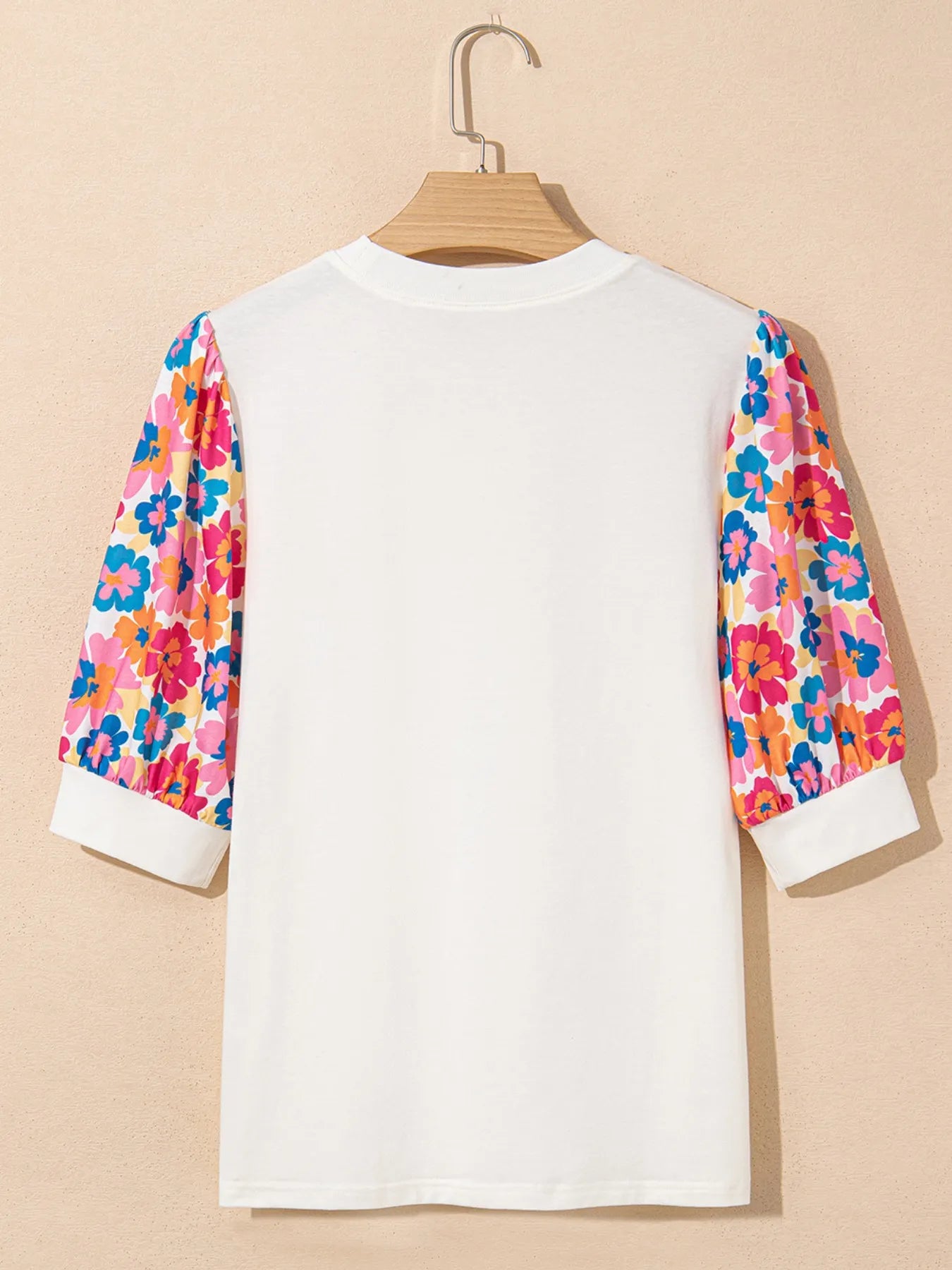 Trendsi Floral Puff Sleeve Round Neck T-Shirt