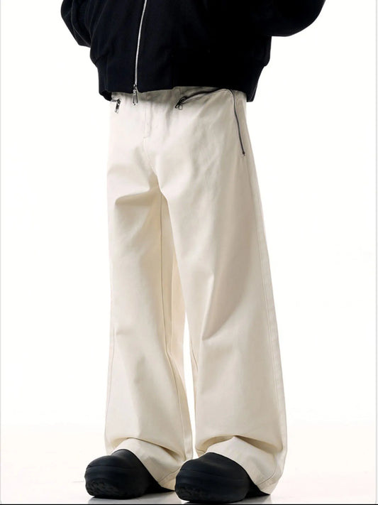 Men's Wide Leg Cargo Pants with Zipper Closure Pockets Easy Apparels