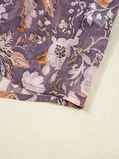 Trendsi Floral Print Tie Neck Blouse