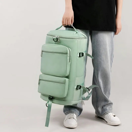 Multi Pocket Travel Backpack Bag Neon Green One Size Easy Apparels