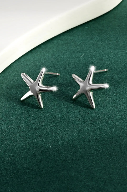 925 Sterling Silver Star Stud Earrings Silver One Size Easy Apparels