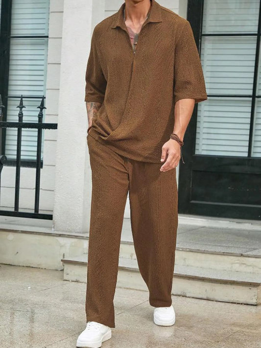 Men's Plus Size Half Sleeve Top and Pants Set Easy Apparels