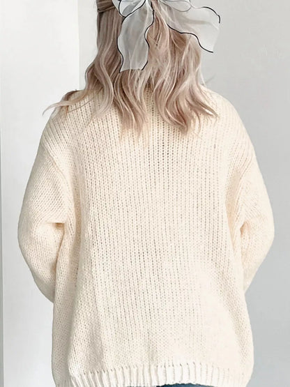 Halloween Pumpkin Embroidered Knit Cardigan Easy Apparels