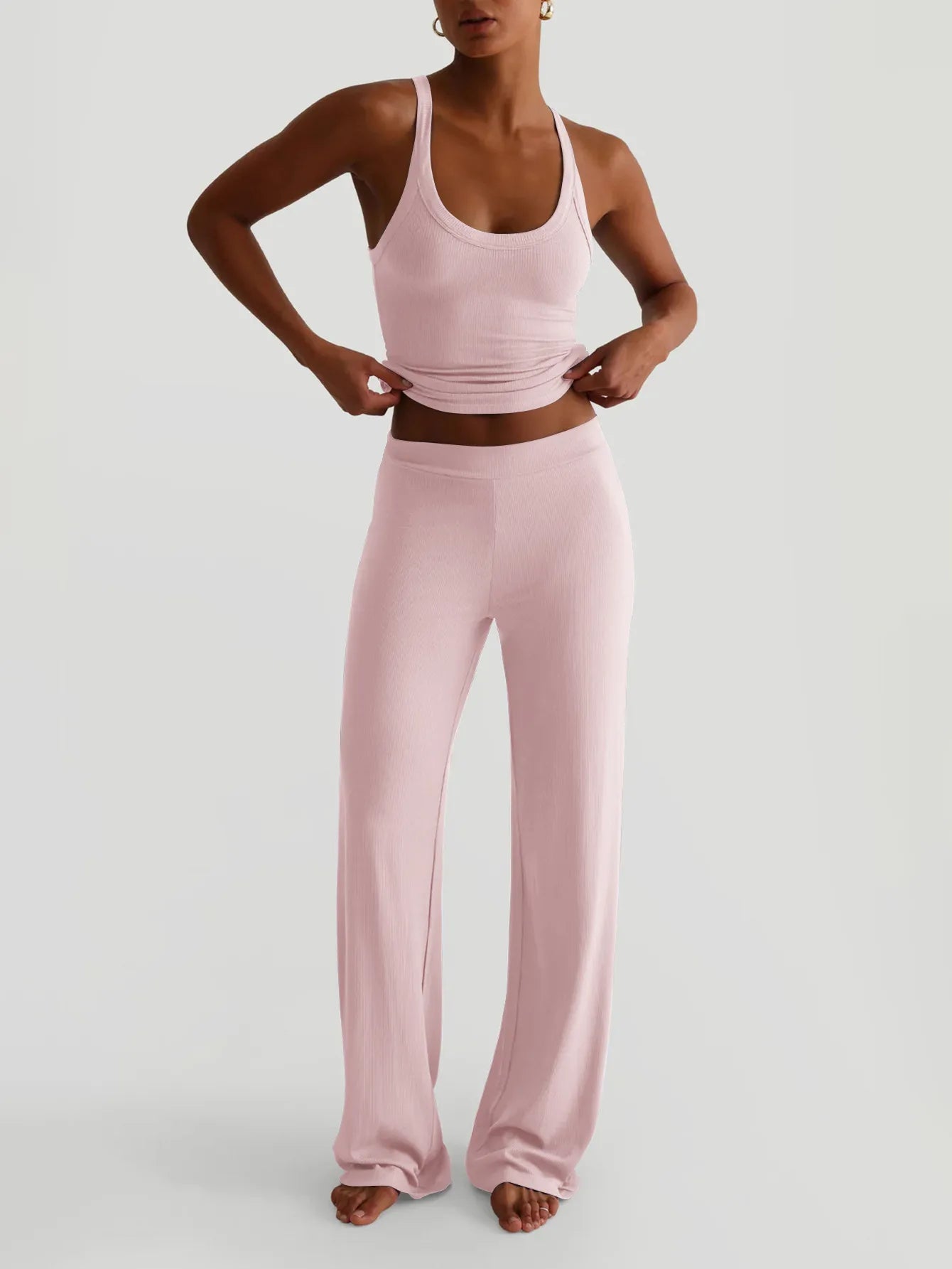 Scoop Neck Tank and Pants Set Easy Apparels