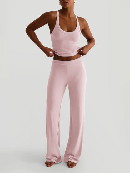 Scoop Neck Tank and Pants Set Easy Apparels