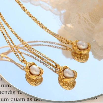 18K Gold-Plated Pearl Pendant Necklace Easy Apparels