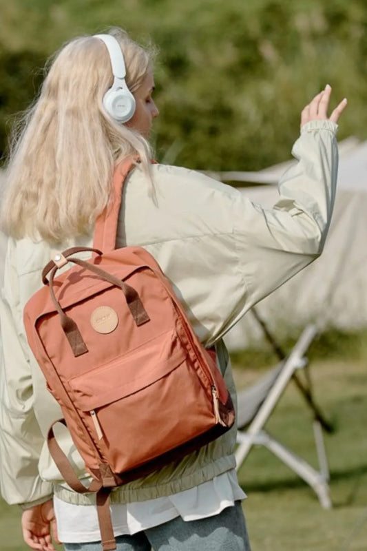 Himawari Waterproof Canvas Backpack Bag with Side Pockets Orange One Size Easy Apparels