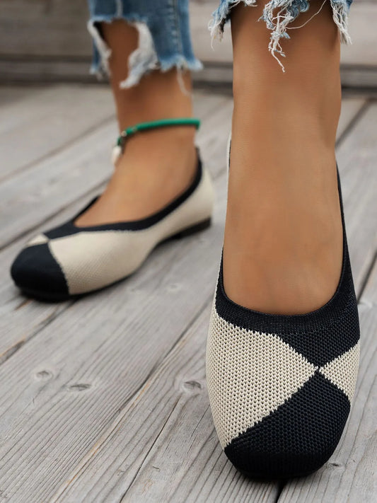 Color Block Knit Slip-On Loafers Easy Apparels
