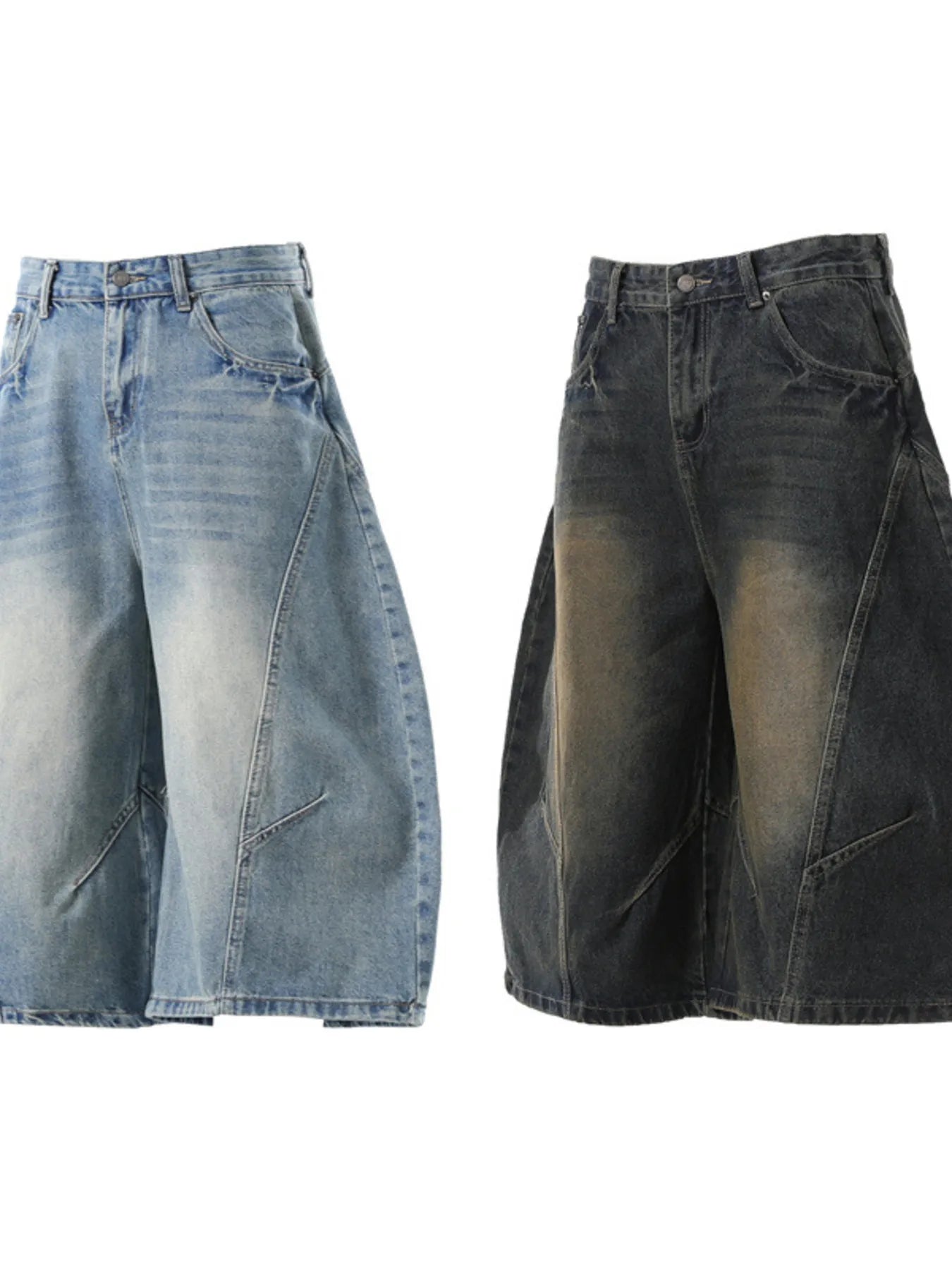 Men's Washed Wide Leg Denim Shorts Easy Apparels