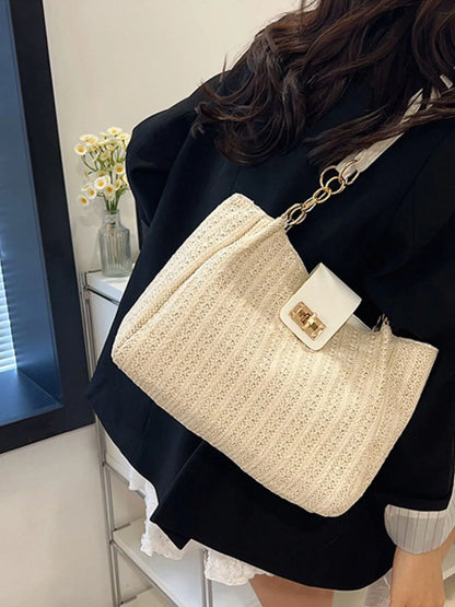 Woven Straw Shoulder Bag Easy Apparels