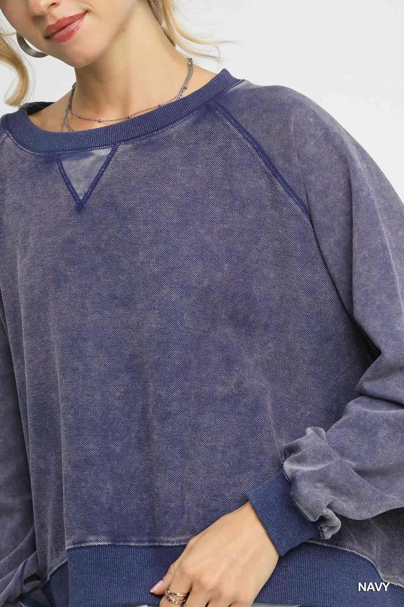 Trendsi Umgee Mineral Wash French Terry Sweatshirt