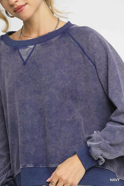 Trendsi Umgee Mineral Wash French Terry Sweatshirt