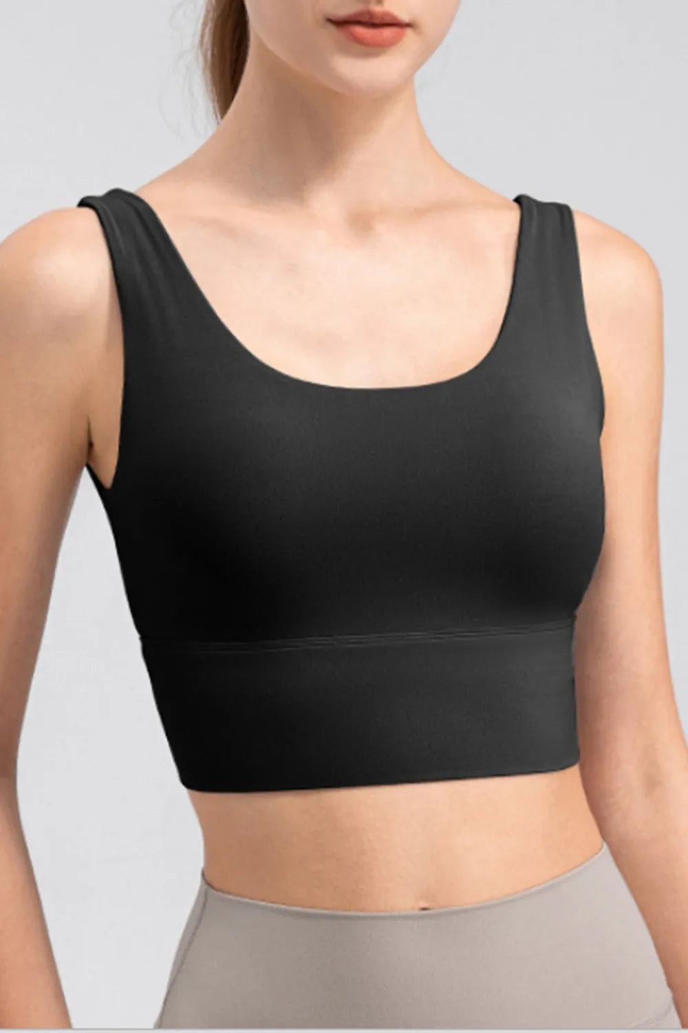 Scoop Neck Wide Strap Active Tank Black Easy Apparels