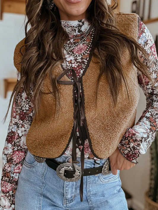 Double Tied Front Vest Coat Easy Apparels