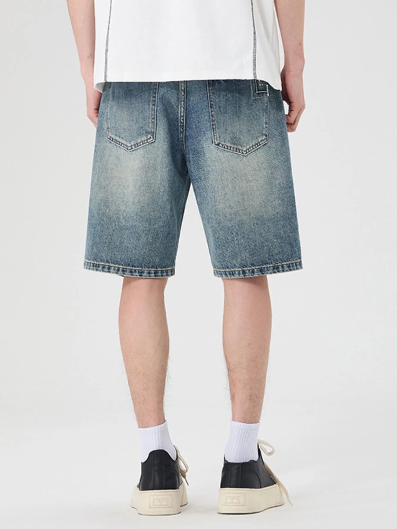 Men's Distressed Wide Leg Denim Shorts Easy Apparels