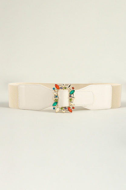Multicolored Leaf Buckle Elastic Belt Easy Apparels