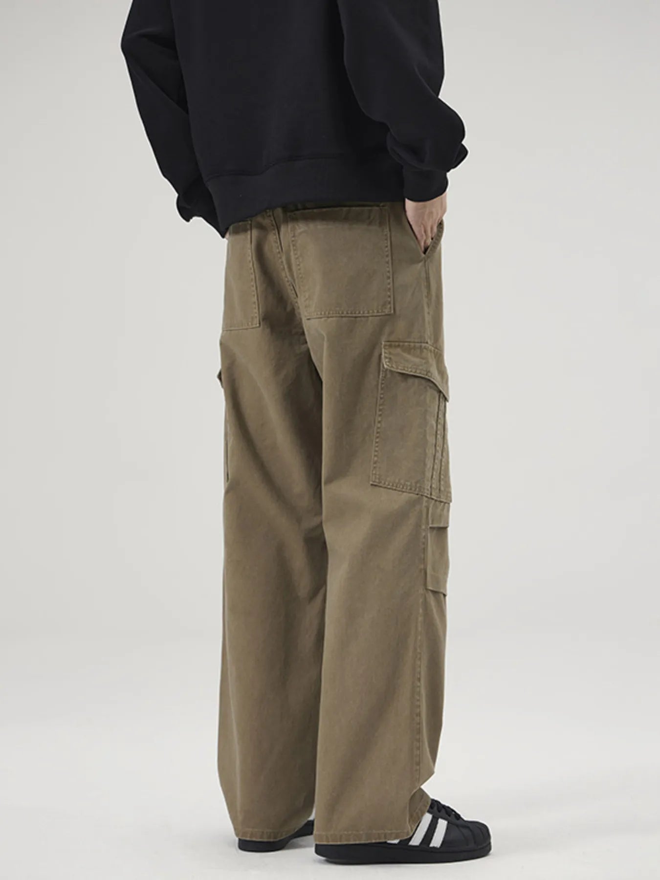 Men's Full Size Multi-Pocket Cargo Pants with Ruched Detail Plus Size Easy Apparels