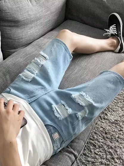 Men's Distressed Wash Denim Shorts Easy Apparels
