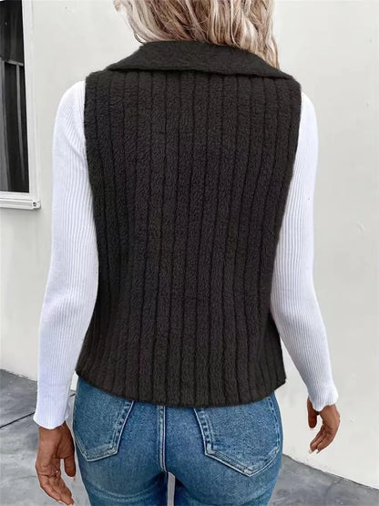 Open Front Fuzzy Vest Coat Easy Apparels