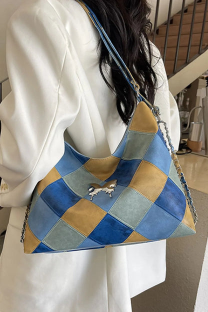 PU Leather Color Block Shoulder Bag Easy Apparels