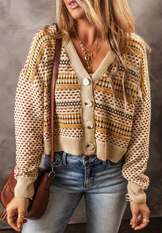 Button Down Long Sleeve Cardigan Khaki Easy Apparels