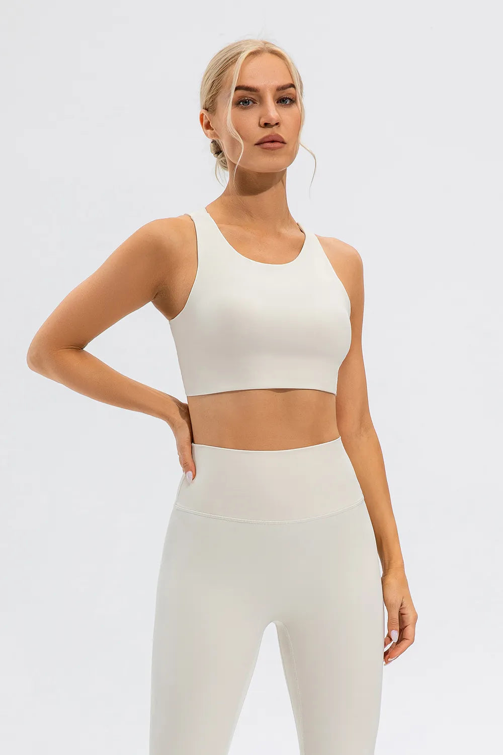 Round Neck Cutout Cropped Active Tank Easy Apparels