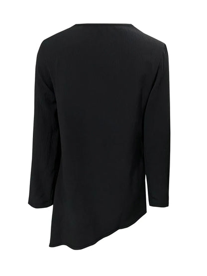 Trendsi Asymmetrical Neck Long Sleeve Blouse