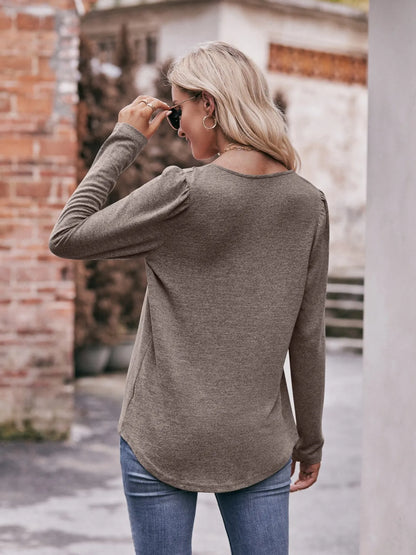 Trendsi Square Neck Long Sleeve T-Shirt