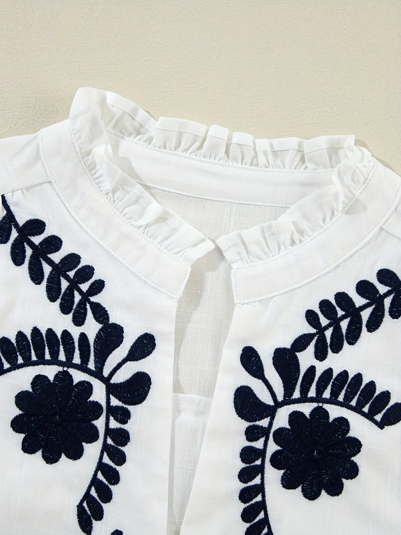 Trendsi Embroidered Long Sleeve Blouse