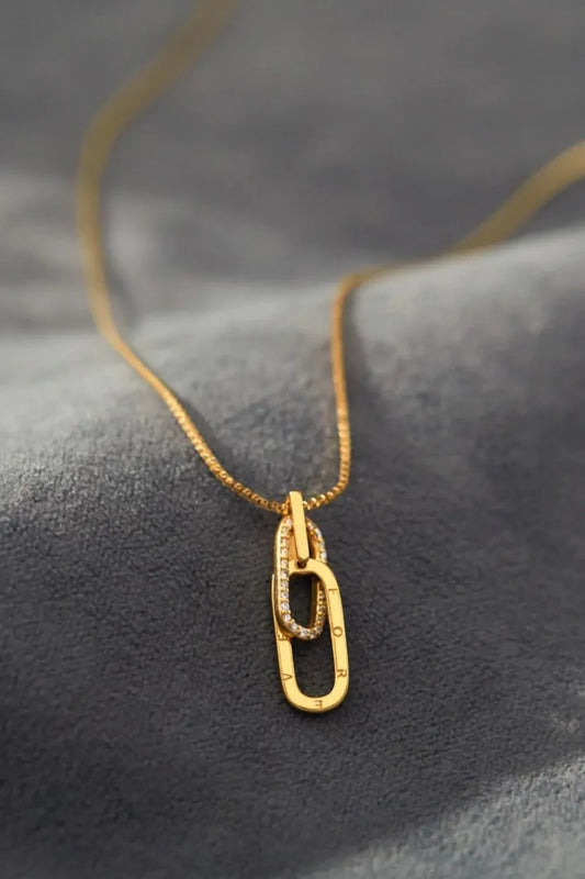 925 Sterling Silver Inland Zircon Necklace Gold One Size Easy Apparels