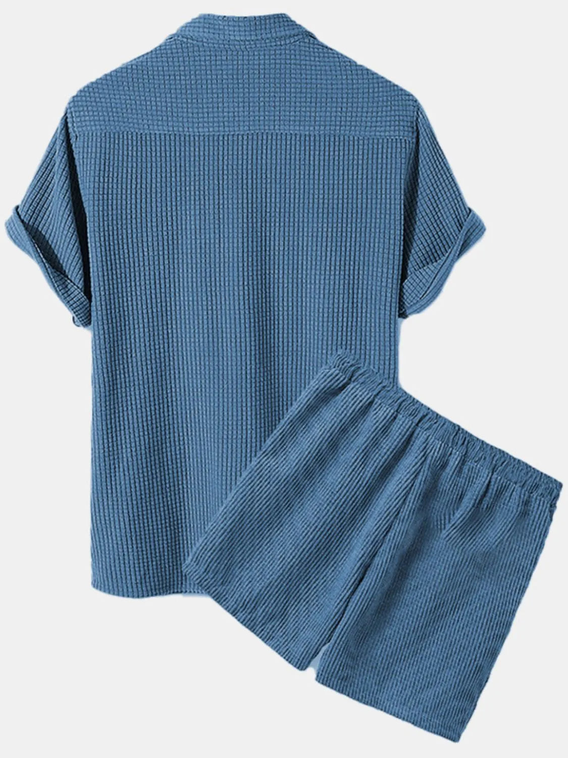 Men's Full Size Button Detail Short Sleeve Top and Shorts Set Plus Size Easy Apparels