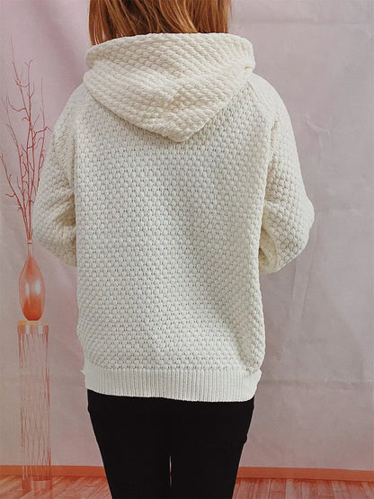 Drawstring Long Sleeve Hooded Sweater Easy Apparels