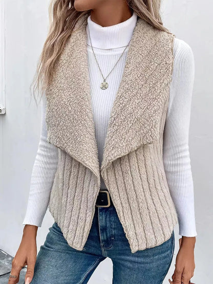 Open Front Fuzzy Vest Coat Easy Apparels