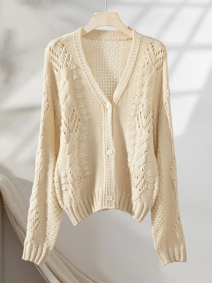 Chunky Cropped Button-Up Sweater Cardigan Easy Apparels