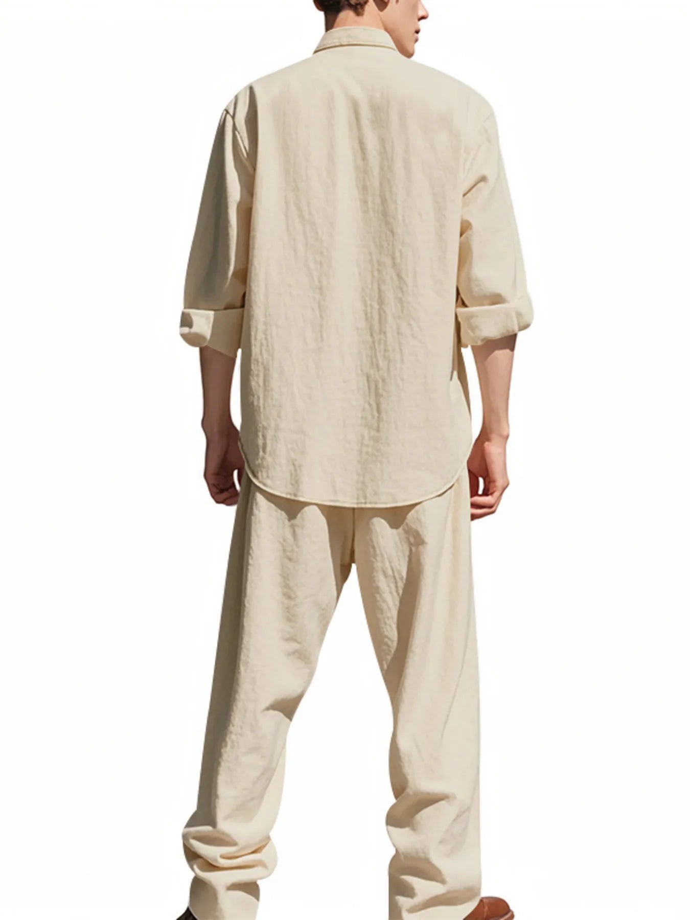 Men's Full Size Button Up Shirt and Pants Set Plus Size Easy Apparels