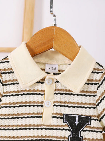 Children's Striped Short Sleeve Polo and Pants Set Easy Apparels